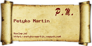 Petyko Martin névjegykártya